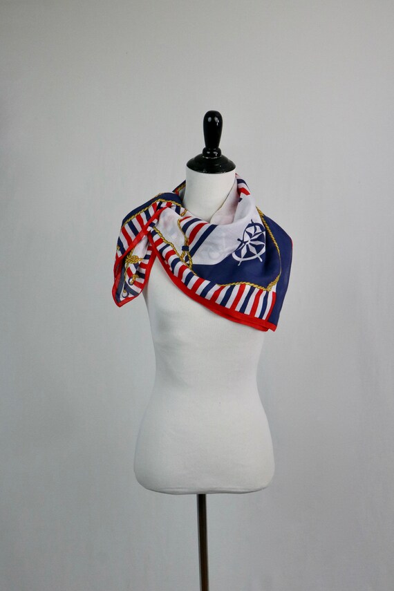 Vintage Scarf Large Square Nautical Scarf - image 7