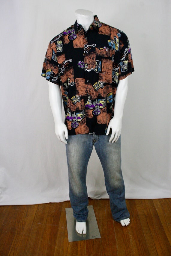 1990s Shirt Rayon Short Sleeves Custom Club Intern