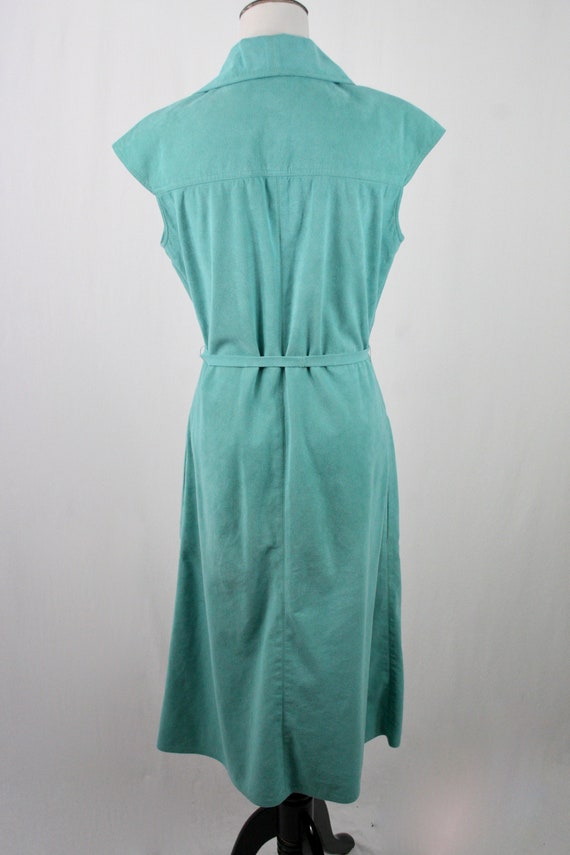 1970s Vera Maxwell Ultra Suede Turquoise Dress Bo… - image 4