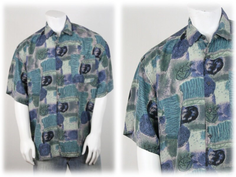1990s Shirt Silk Bogari Shirt XL - Etsy