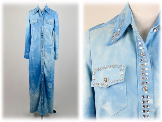 1970s Amen Wardy Dress Bedazzled Rhinestone Faux D