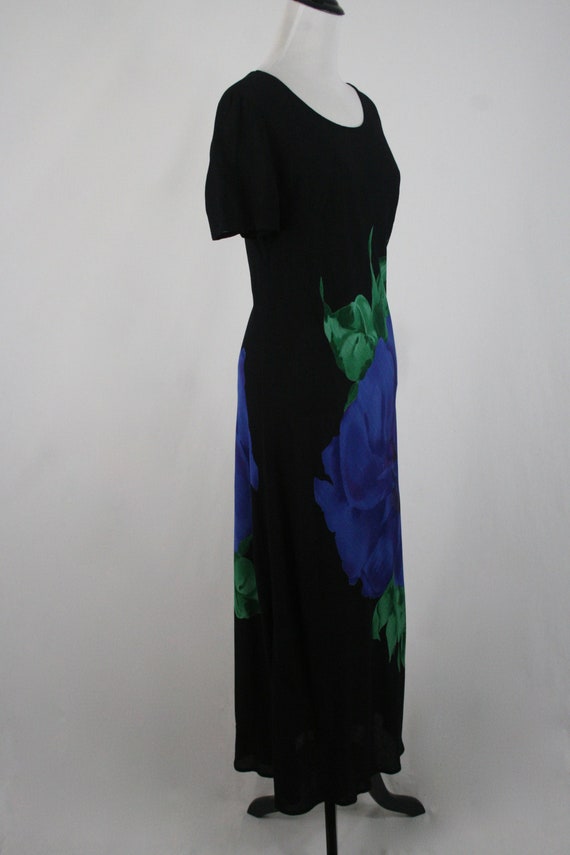 1990s Dress Bias Cut Large Flower Jeffrey & Dara … - image 4