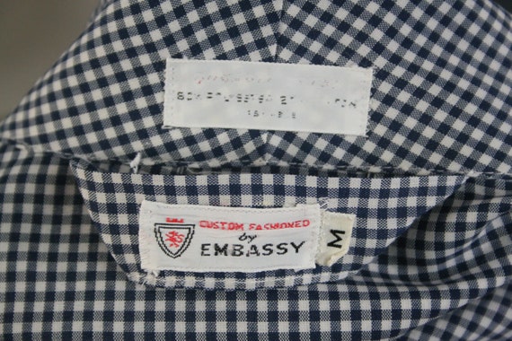 Vintage Men's Robe Embassy Navy Gingham Wrap Shaw… - image 9