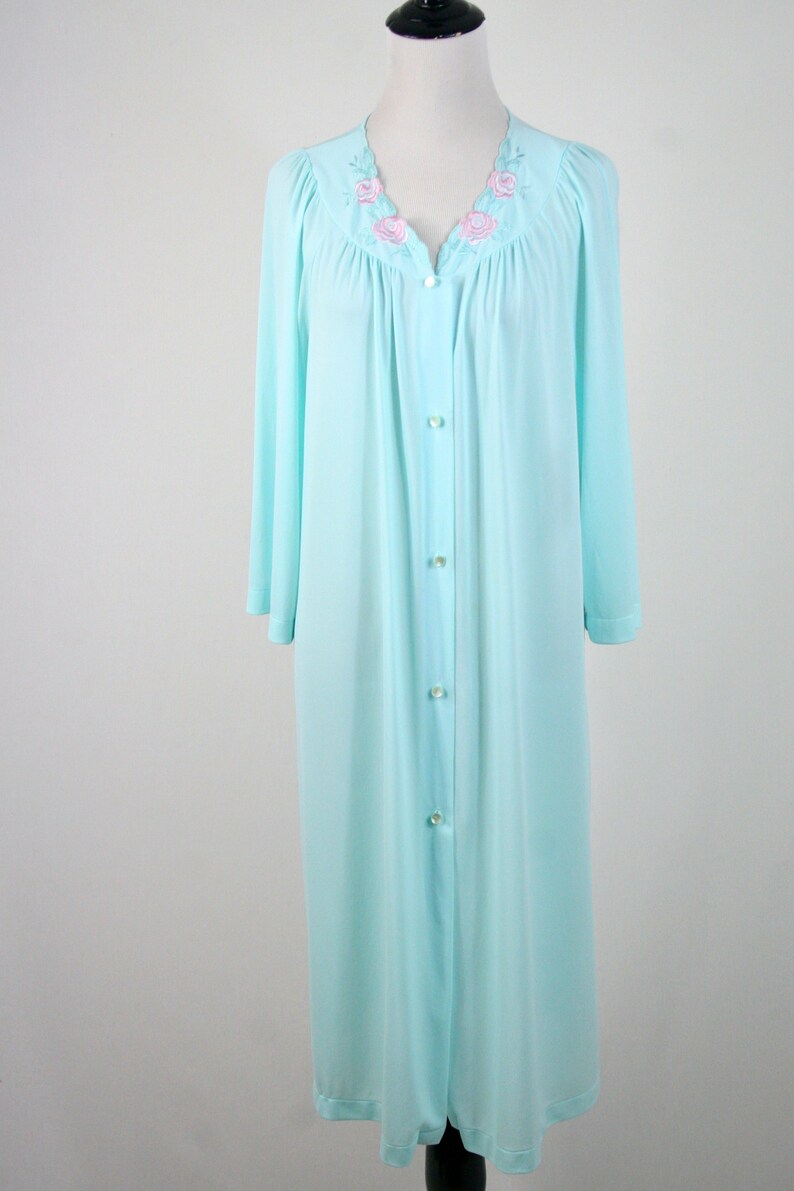 Vintage Robe Turquoise Nylon Shadowline Button Front Robe - Etsy