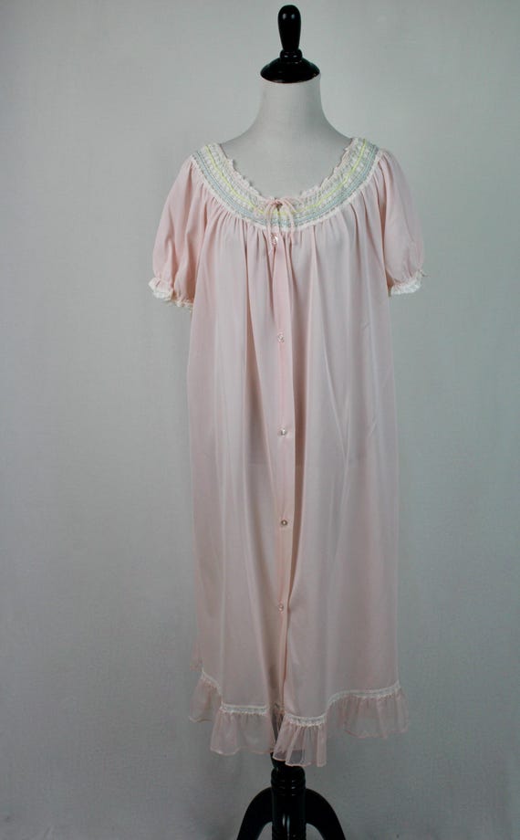 Vintage 1970s Robe Penney's Adonna Pink Nylon But… - image 2