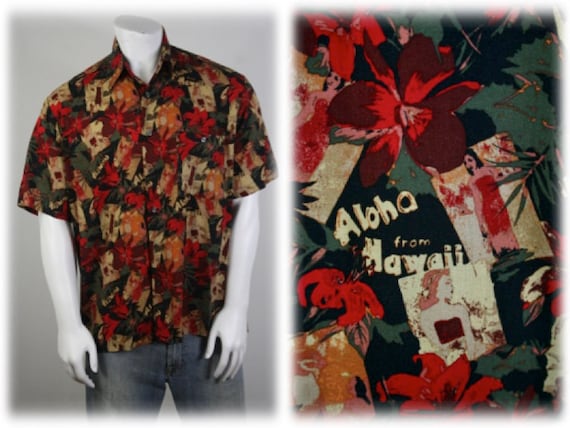 Vintage Aloha Shirt Natural Issue Rayon Shirt Lar… - image 1