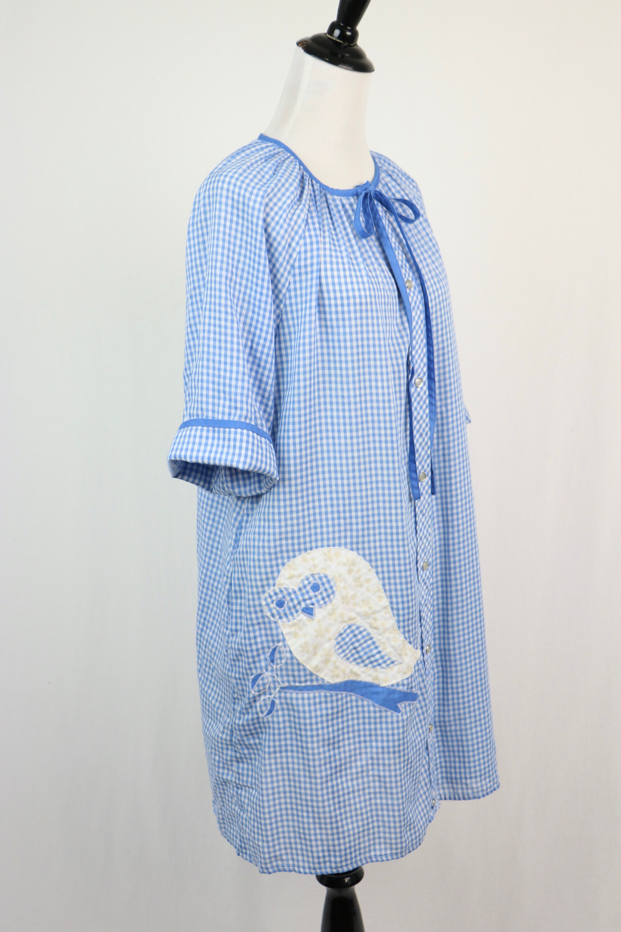 Vintage Robe Snap Front Blue Gingham Models Coat - Etsy