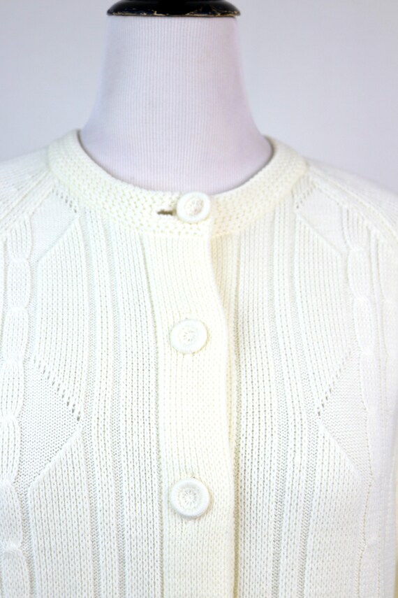 Vintage Sweater Cream Granny Cardigan Sweater - image 4