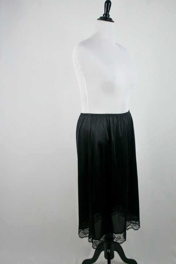 Vintage Slip Black Nylon Midi Half Slip Size 22W24W … Gem