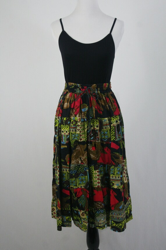 Vintage Skirt Rayon Tiered Le Mieux Boho Skirt - image 3