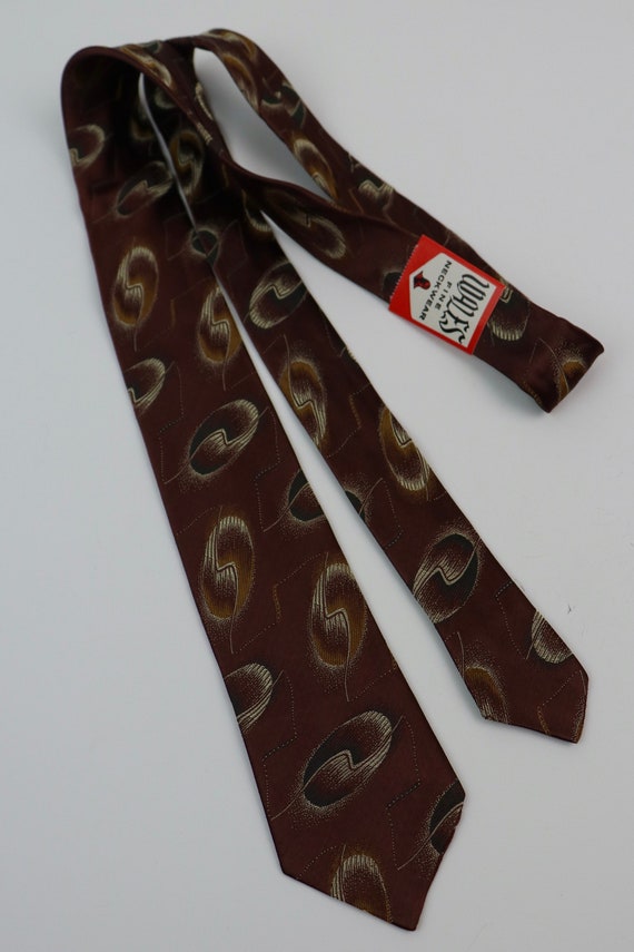 Vintage 1960s Necktie Wales Fine Neckwear Brown S… - image 4
