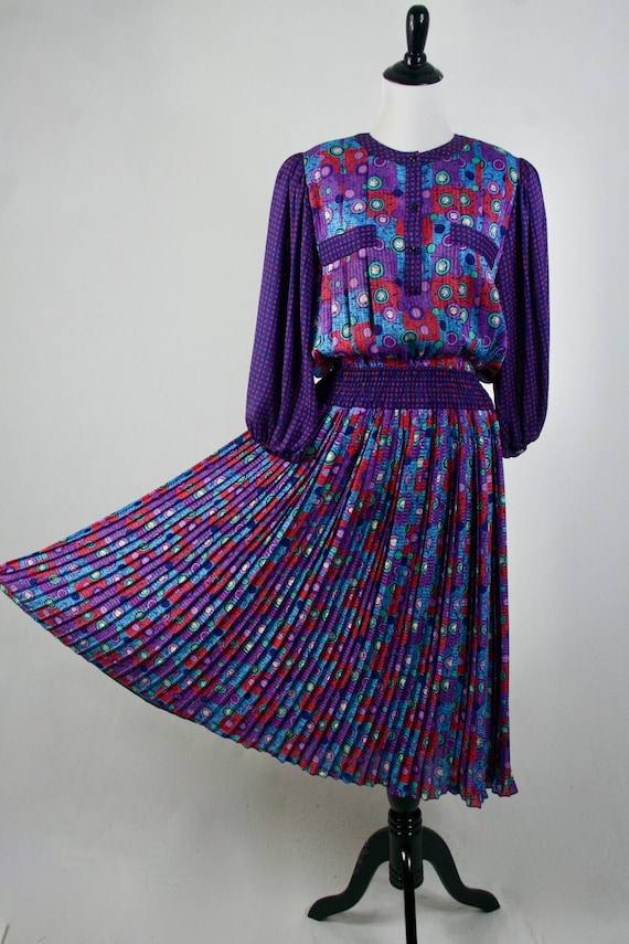 Vintage 1980s Diane Freis Original Dress Pleated … - image 4