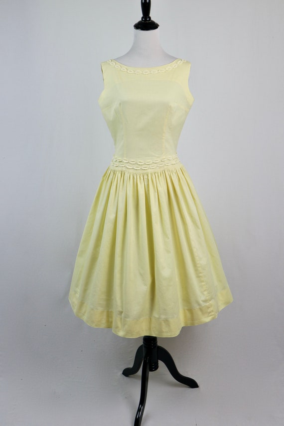 Vintage 1950s Dress Carole King Yellow Cotton Dro… - image 2