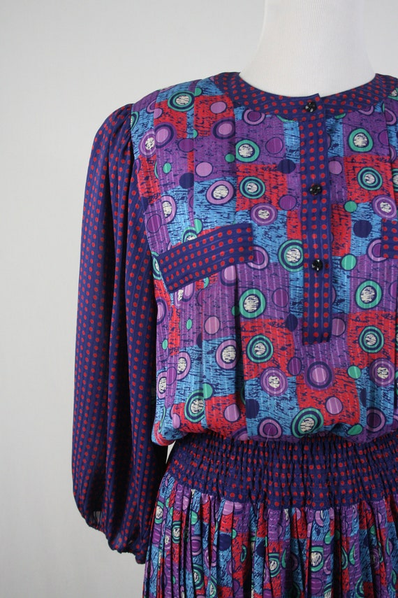 Vintage 1980s Diane Freis Original Dress Pleated … - image 5