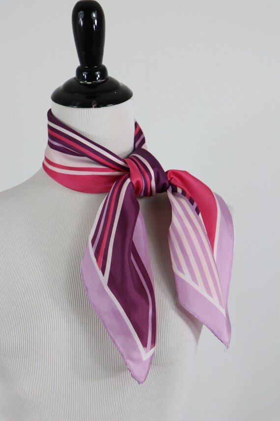 Vintage Scarf Pink and Purple Acetate Square Scarf - image 10