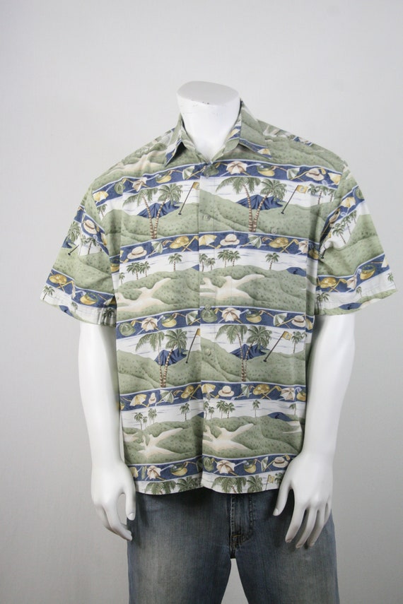 Vintage Aloha Shirt Cotton Pierre Cardin Golf Shi… - image 3