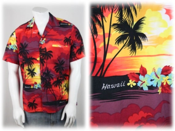 1980s Hawaiian Shirt by Helena's Cotton Shirt Lar… - image 1