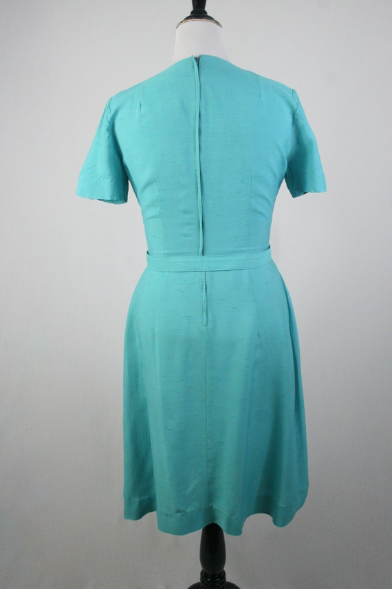 1960s Dress Turquoise Bow Belted Dress Volup Vint… - image 6