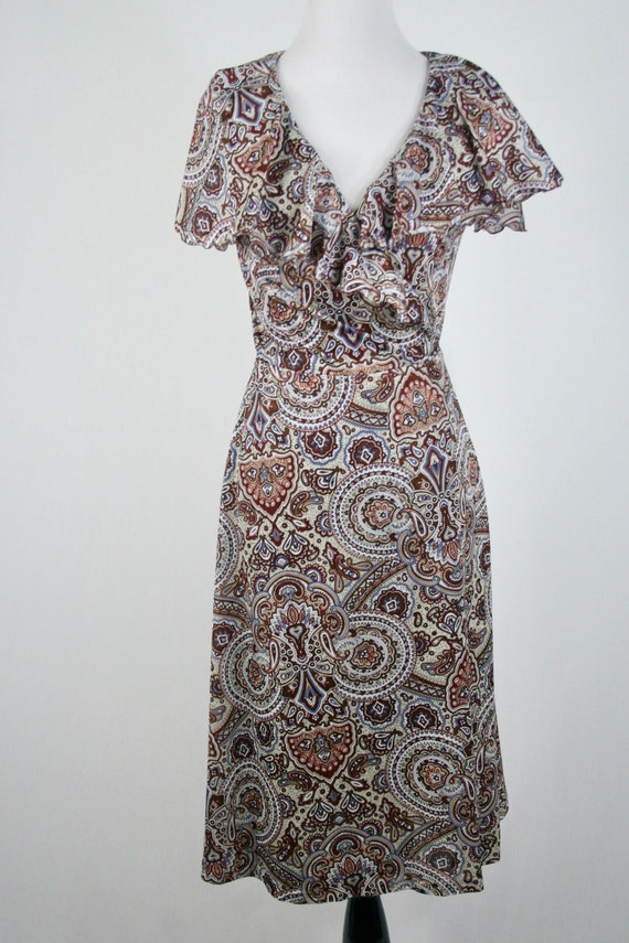 1970s Dress Wrap Style Bertha Collar Dress - image 5