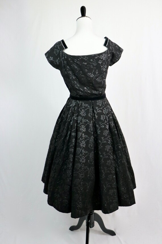 Vintage 1950s Dress Alex Coleman California Black… - image 6