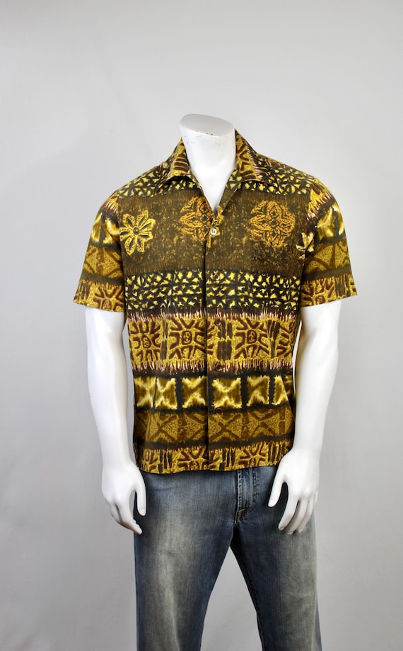 Vintage 1970s Hawaiian Shirt Kona Kai by Jantzen Cotton Shirt Large