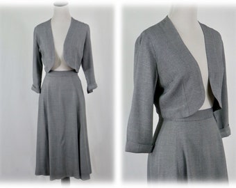 Vintage 1950s Bolero Jacket and Skirt Set XS