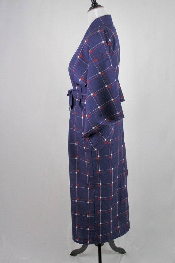 Vintage Kimono Red White Blue Robe - image 8