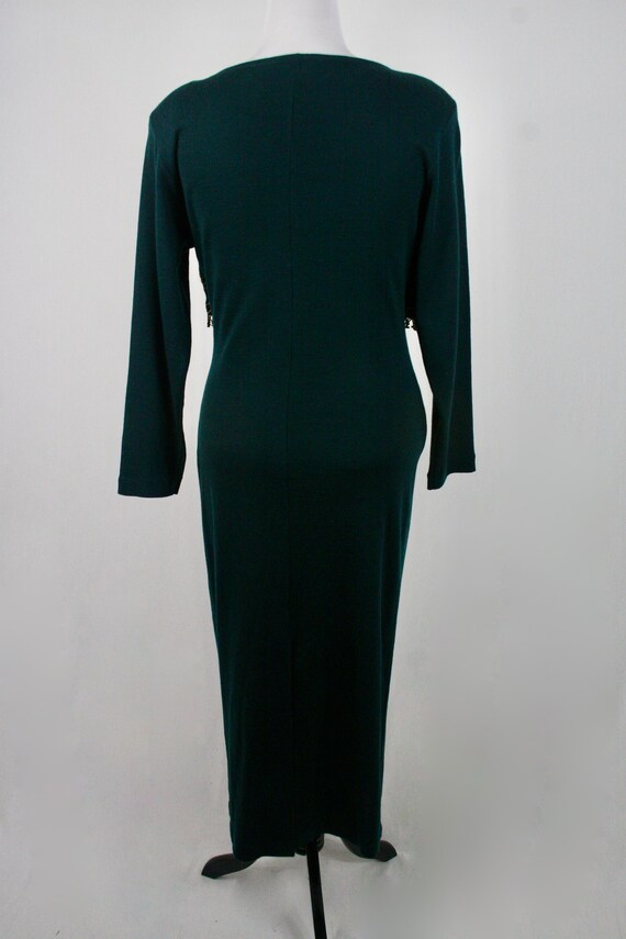 Vintage Dress Carole Little Forest Green Knit Bea… - image 7