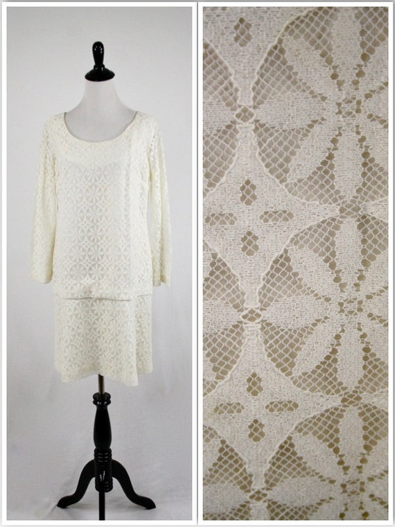 1960s Mod Lace Mini Dress Bell Sleeves Wedding Bri