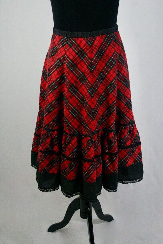 Vintage Skirt Red Plaid Prairie Skirt Volup Vinta… - image 4