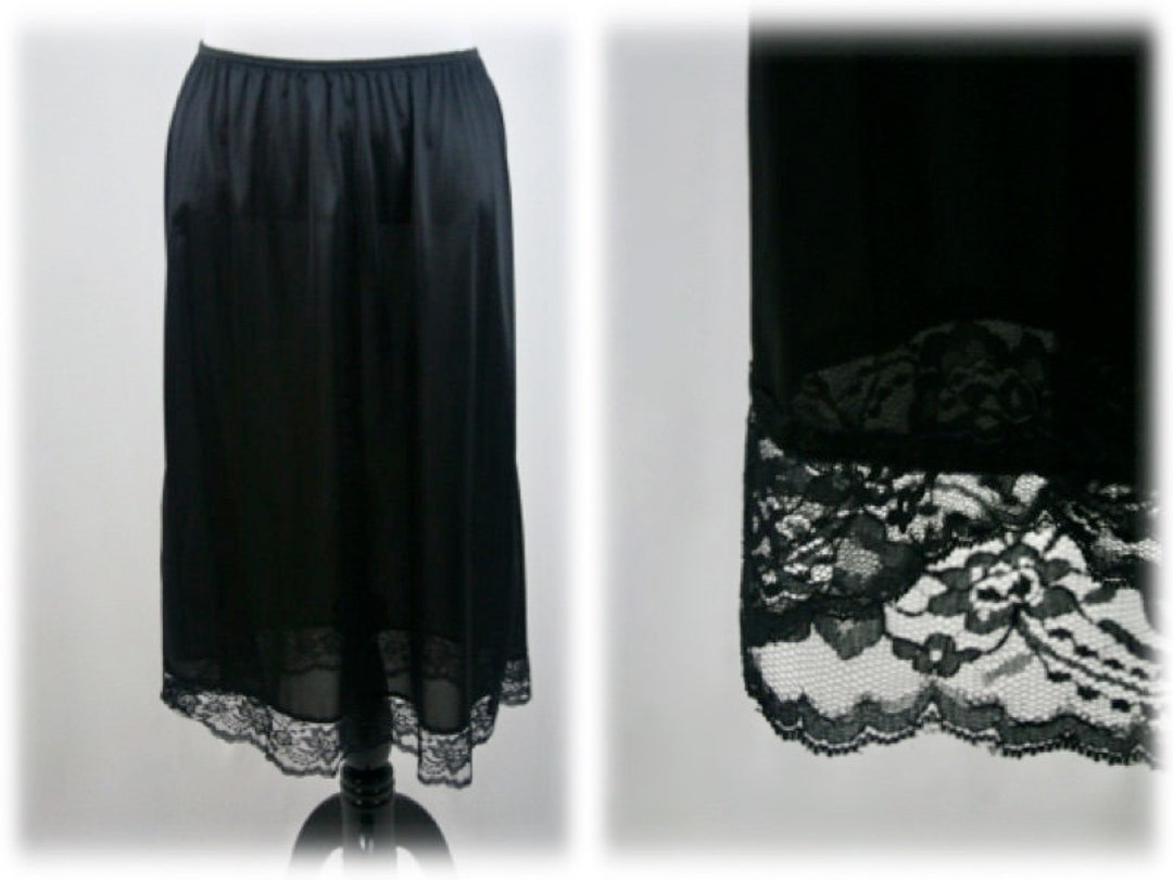 Vintage Slip Black Nylon Midi Half Slip Size 22W24W Volup Etsy