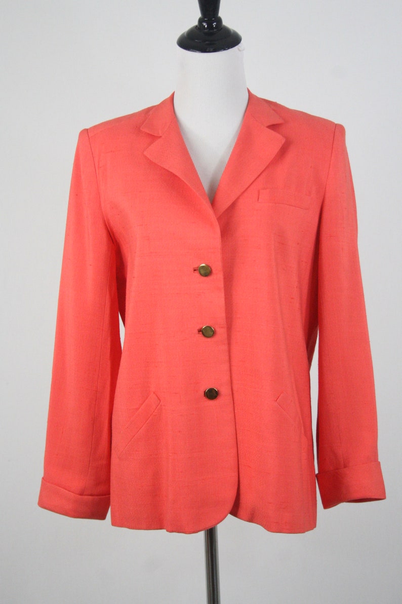 1980s Blazer Orange Linen Look Lillie Rubin Jacket