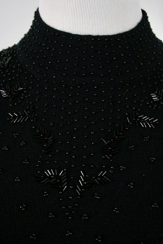 1990s Sweater Black Beaded Pullover Sweater XL - image 6