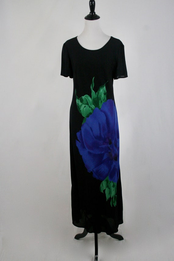 1990s Dress Bias Cut Large Flower Jeffrey & Dara … - image 2