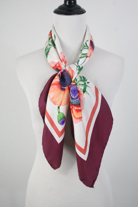 Vintage Scarf Silk Twill Butterfly and Bugs and P… - image 8