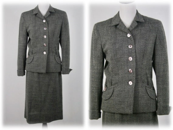 Vintage 1950s Skirt Suit Wool Townley Godchaux's … - image 1