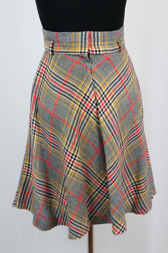 Vintage 1970s Skirt Wool Plaid Flared Skirt - image 9