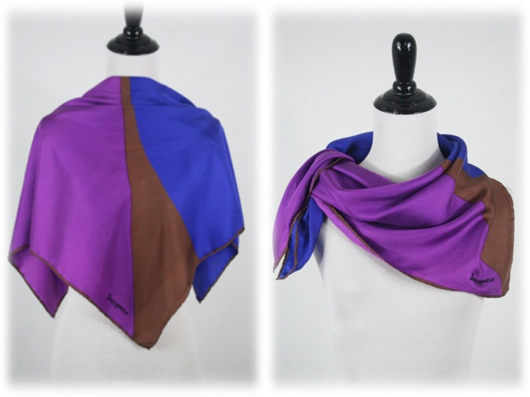 Ecru Camel Color Block Silk Scarf