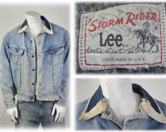 Vintage 1970s Denim Jacket Lee Stormrider Jean Jacket Large