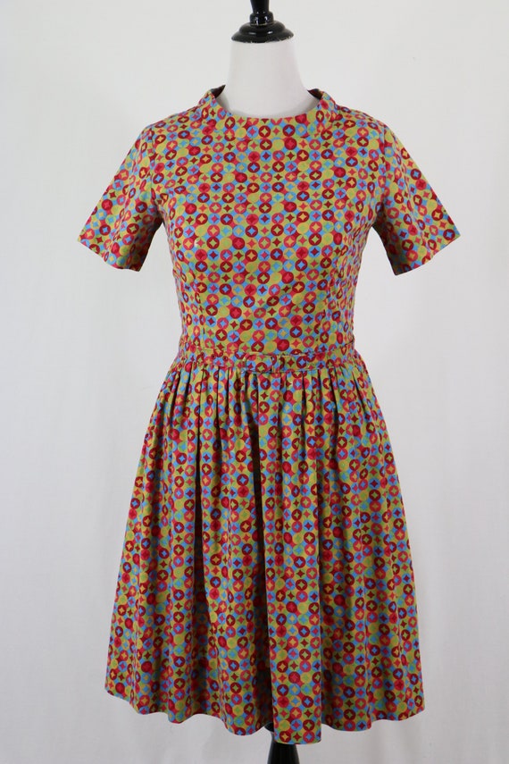 1950s Patchwork Quilt Print Dress by Flair | XS/S