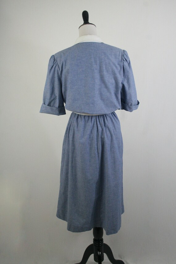 Vintage 1980s Dress Leslie Fay Chambray Shirt Dre… - image 6