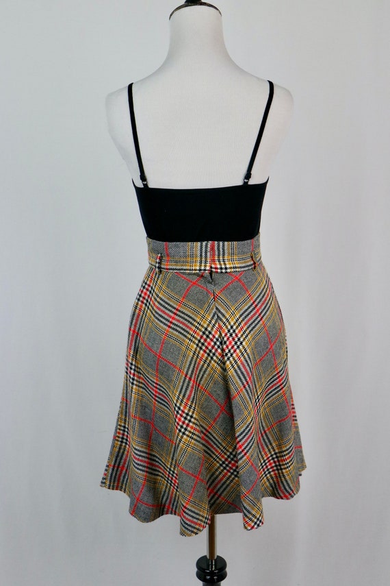 Vintage 1970s Skirt Wool Plaid Flared Skirt - image 6