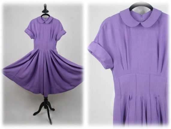 fitted lace wedding dress Zapaka Women Floral Purple Vintage Dress A Line Spaghetti Straps 1950s Dress, Purple / L main image 0