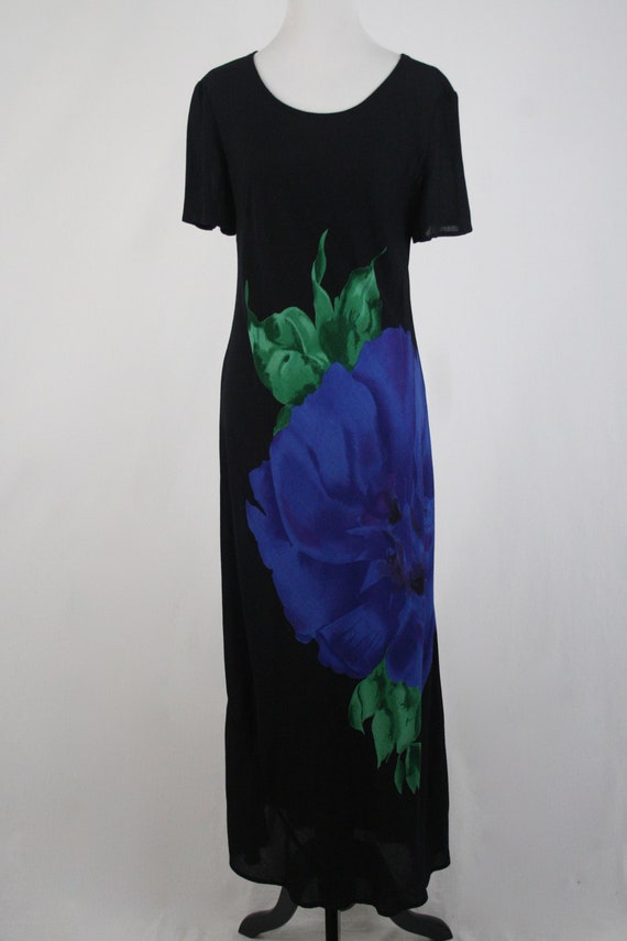 1990s Dress Bias Cut Large Flower Jeffrey & Dara … - image 3