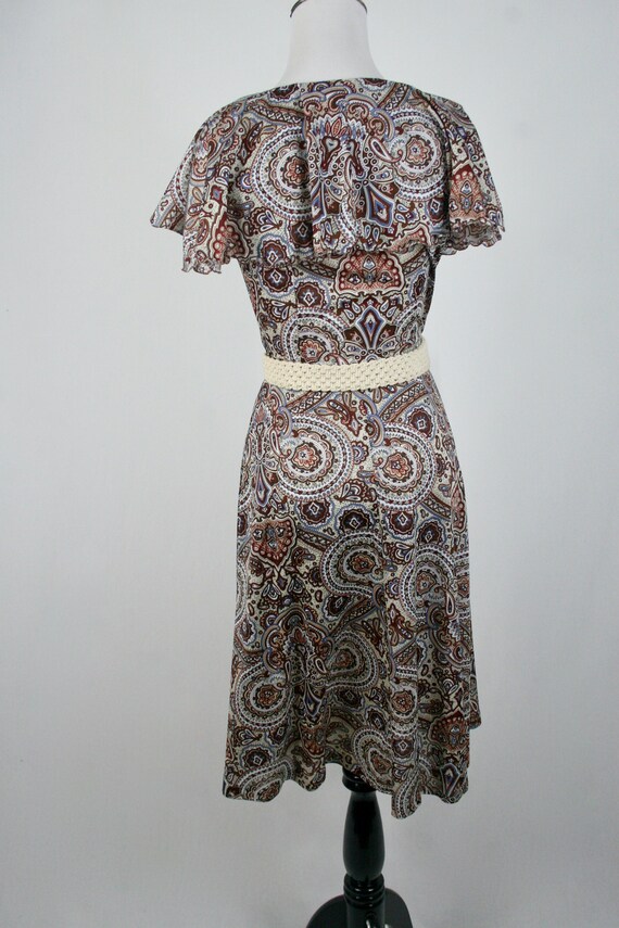 1970s Dress Wrap Style Bertha Collar Dress - image 7