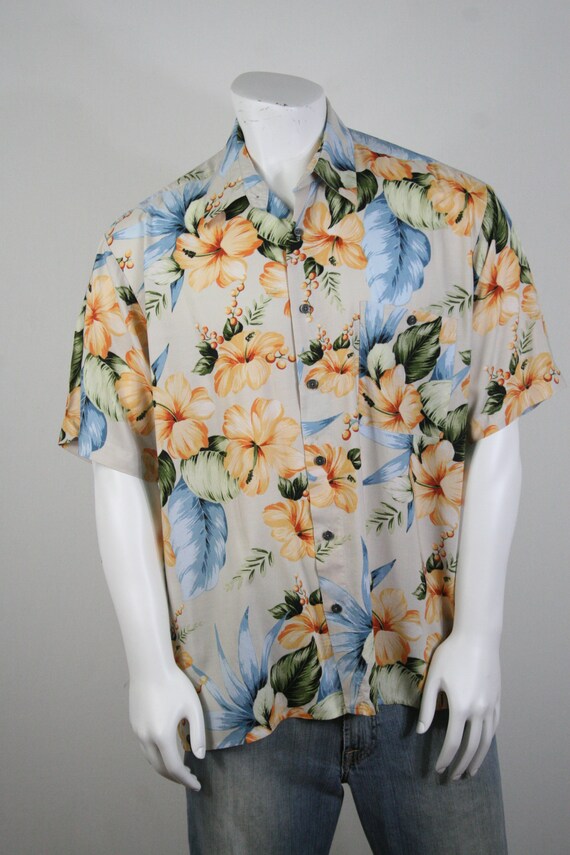 Vintage Aloha Shirt Natural Issue Rayon Shirt XL - image 3