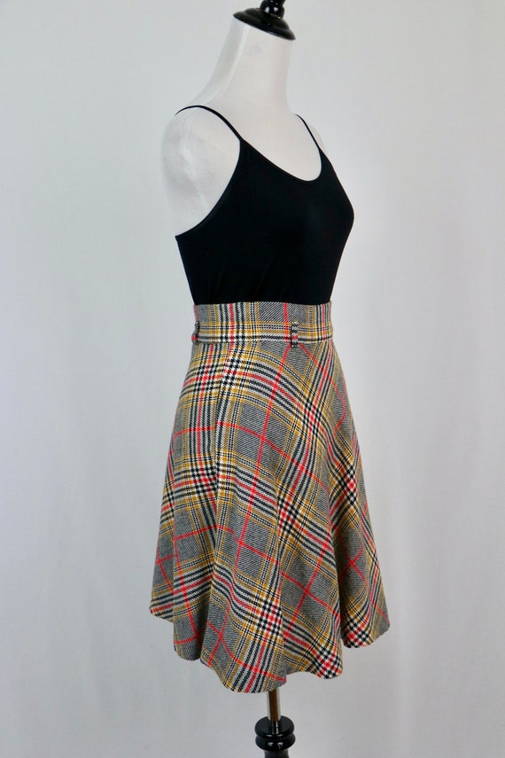 Vintage 1970s Skirt Wool Plaid Flared Skirt - image 5