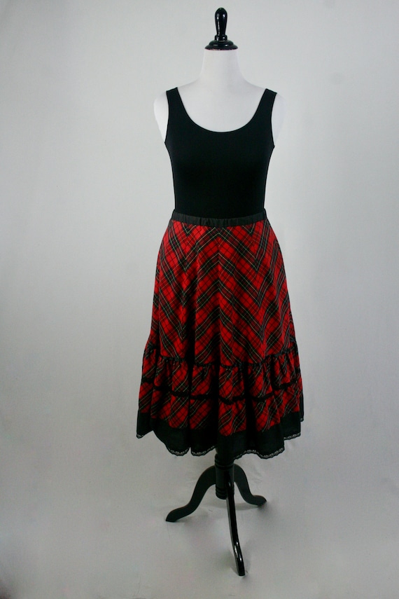 Vintage Skirt Red Plaid Prairie Skirt Volup Vinta… - image 6