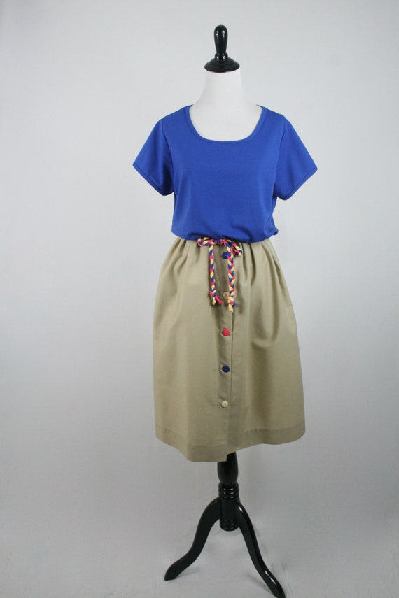 Vintage 1970s Dress T-shirt Khaki Skirt Toni Todd… - image 2