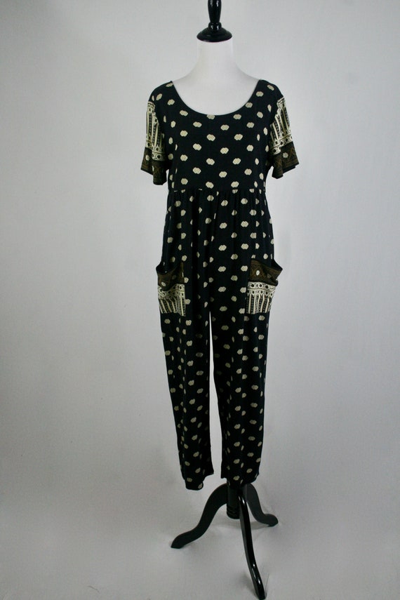 Vintage 1990s Jumpsuit Rayon All that Jazz Relaxe… - image 2